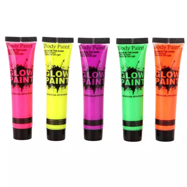 5 pezzi di vernice fluorescente per il viso, trucco, cera per pittura al neon,