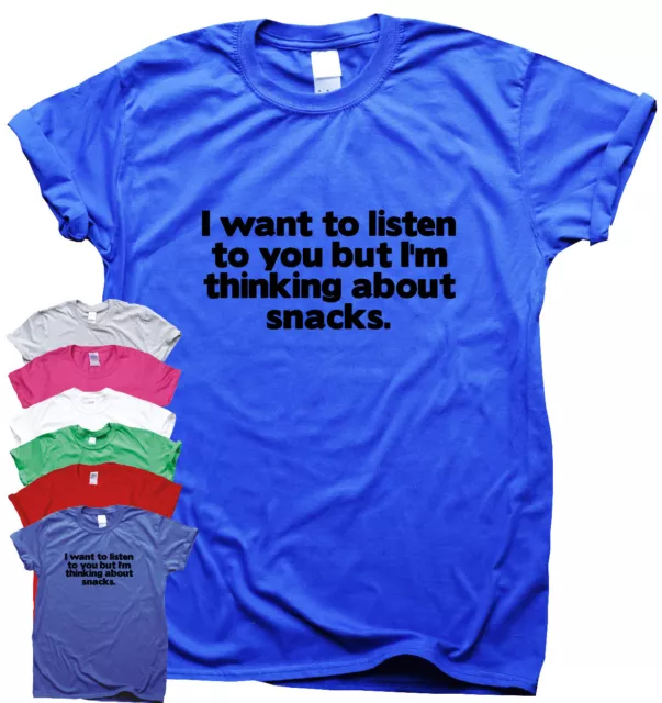 T-shirt da donna divertenti da uomo slogan t-shirt novità umorismo top Thinking About Snacks