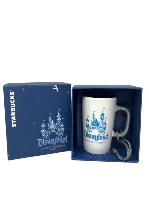 Starbucks Disneyland 60th Diamond Celebration Ceramic Mug 3.5” Tall Ornament