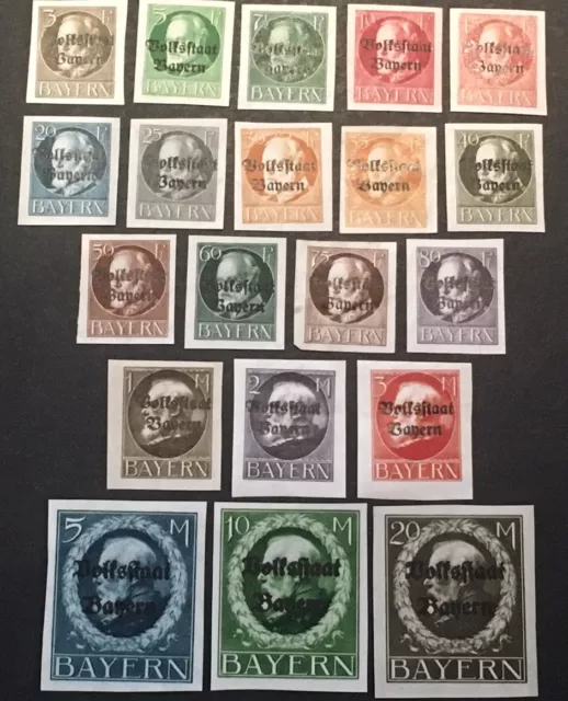 German Bavaria 1919 "Volksstaat Bayern" MINT FULL SET x20 Stamps MNH