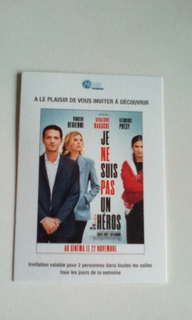 2 Places de cinéma JE NE SUIS PAS UN HEROS
