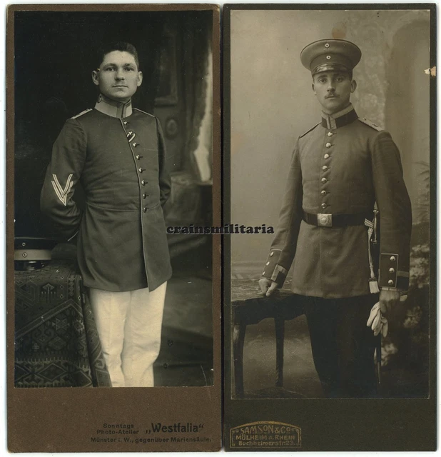 2x Orig. Kabinett Foto Portrait Soldaten in MÜLHEIM Rhein und MÜNSTER Westfalen