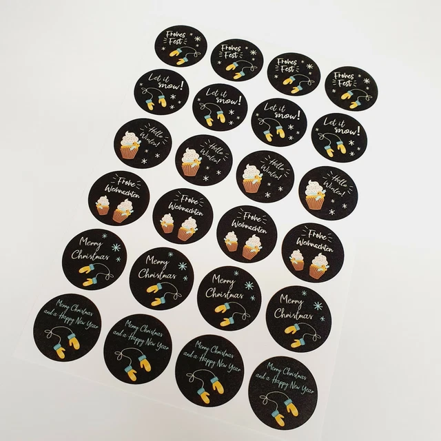 24 Geschenkaufkleber Frohe Weihnachten Sticker Etiketten Xmas Winter Fest 35mm