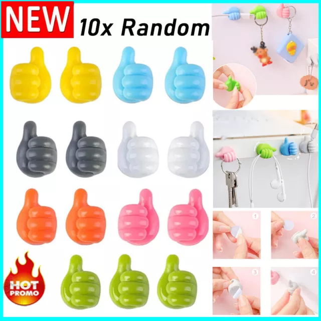 10Pcs Multifunctional Thumb Shape Key Hooks Clip Holder Small Hand Wall Hooks