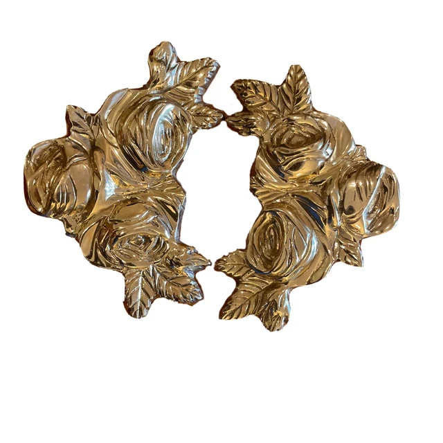 Vintage 6.5" Solid Brass Rose Flower Curtain Tie Backs Tiebacks Holdbacks India