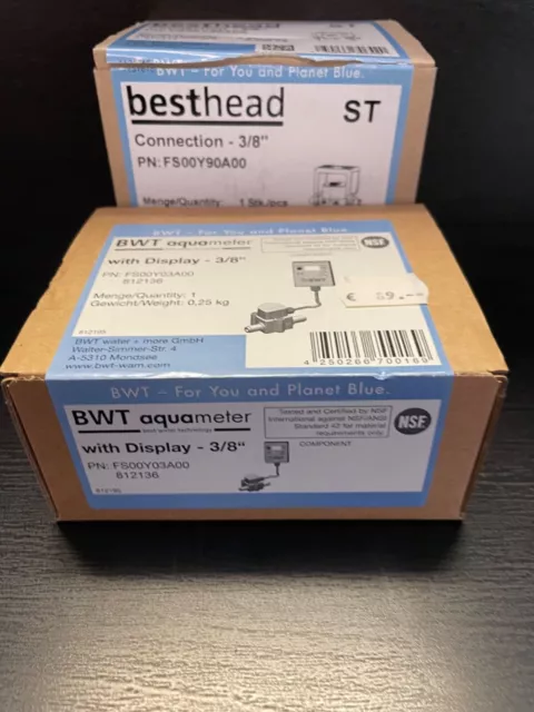 BWT Filterkopf + Aquameter mit LCD-Anzeige 3/8" und Spülventil NEU