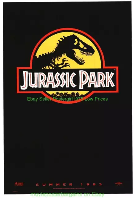 JURASSIC PARK MOVIE POSTER Original 27x40 Rare YELLOW Advance Style SPIELBERG !