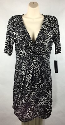 Apt 9 S Womens Dress NWT Short Sleeve Stretch Wrap Cheetah Leopard Print B18-4