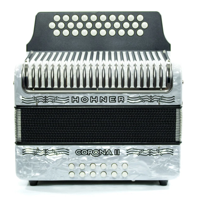 Pre-Owned Hohner Corona II GCF Accordion White Pre-Owned Hohner Corona II GCF Accordion White