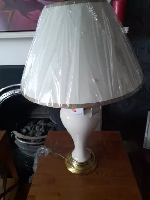 BHS Chinese Craquelure Ceramic Lamp, very nice large side Lamp light with shade.