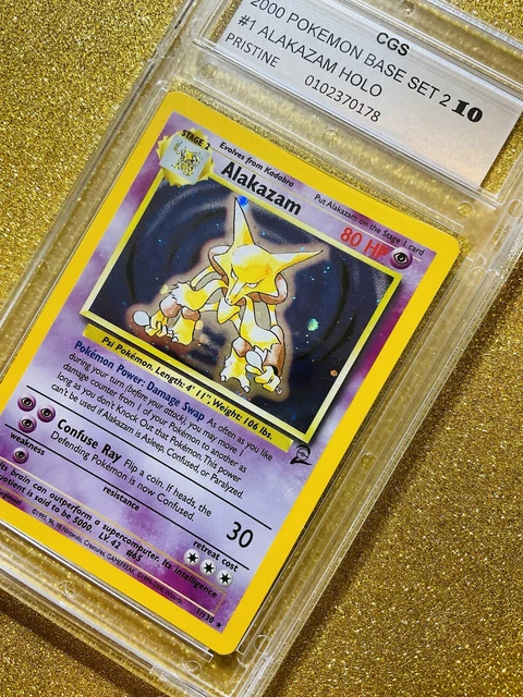 2000 Pokemon Alakazam Mint Base Set 2 Holo Foil Rare #1/130Rare Cgs 10 C Store