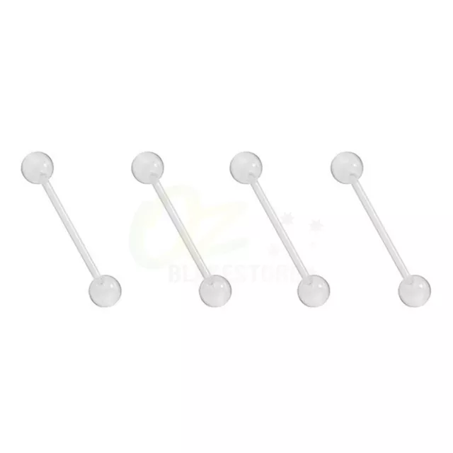 4PCS Clear Flexible Bioplast Piercing Retainer Belly Ear Lip Nose Ring Bar Studs