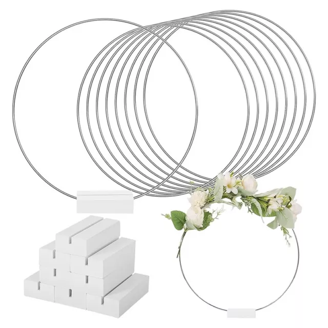 10 PCS 25cm Metal Floral Hoop Centerpiece for Table Wooden Stand Wreath6349