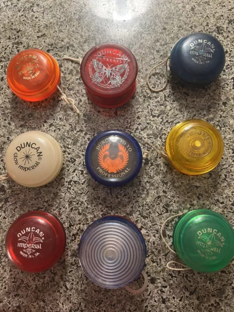 Vintage  Duncan & Other Yo-Yo's LOT OF 9 Imperial Butterfly ￼ Professional ￼