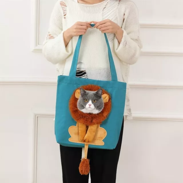 Pet Cat Dog Carrier Bag Lion Pure Cotton Handmade Bag Pet Shoulder Cozy Travel 