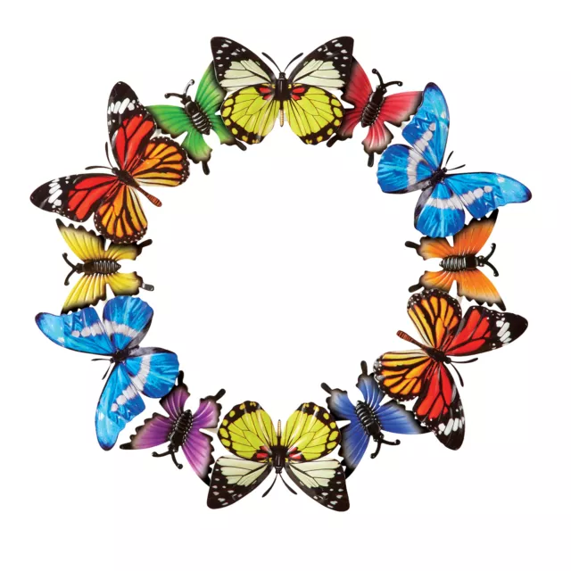 Collections Etc Colorful Rainbow Butterfly Metal 3D Hanging Wreath