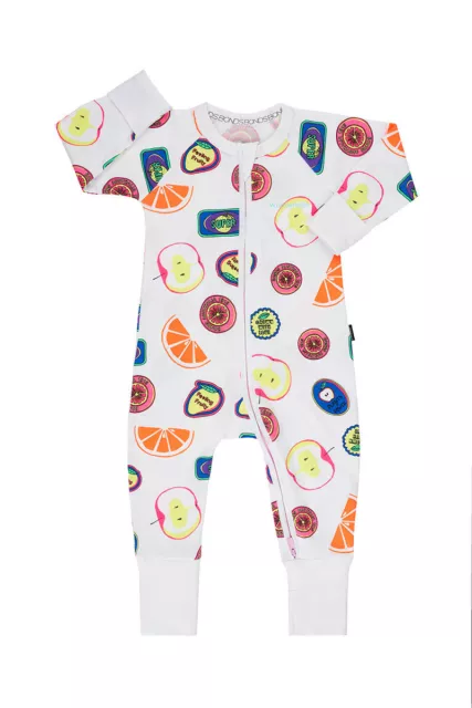 Bonds Baby Long  Zippy Wondersuit Romper size 0 Colour White Fruit