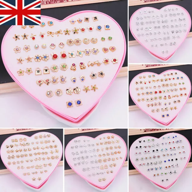 36 Pairs Cute Mixed Flower Pattern Stud Earrings For Kids Girls Jewelry Gift UK