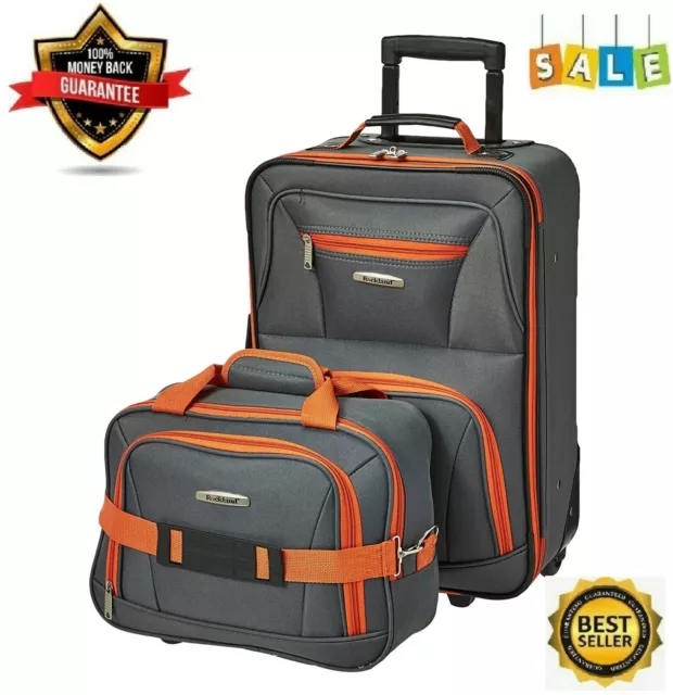 Wheeled Luggage Set 2 Piece Rolling Suitcase Tote Carry On Bag Travel Flight