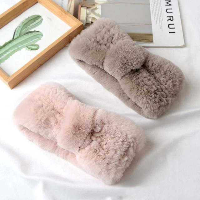 Bufanda Mujer Punto Sombrero Piel Conejo Rex Capucha Exteriores Cálido Invierno