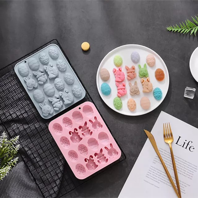 Easter Silicone Mold Easter Rabbit Bunny Colored Egg Mould For Baking Chocolate