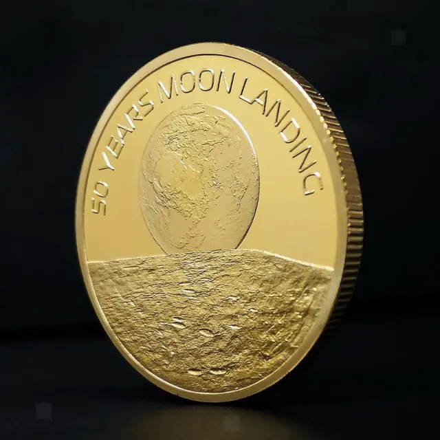 2019 Moon Landing Gold Plated Souvenir Pièces commémoratives à collectionner