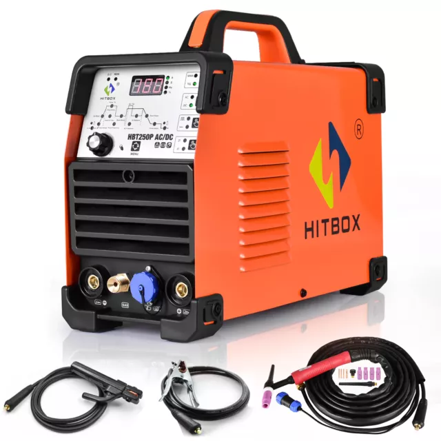 HITBOX Aluminium Pulse  AC DC Tig Welder Stick ARC TIG Welding Machine 200A 220V