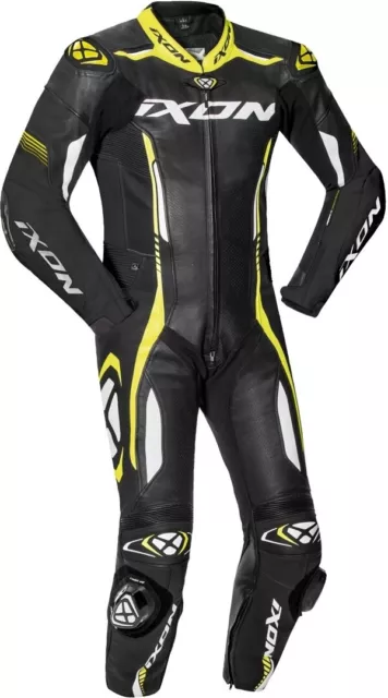 Ixon Combinaison Cuir Moto Racing Vortex 2 Jaune /Blanc/Noir Totale Motard