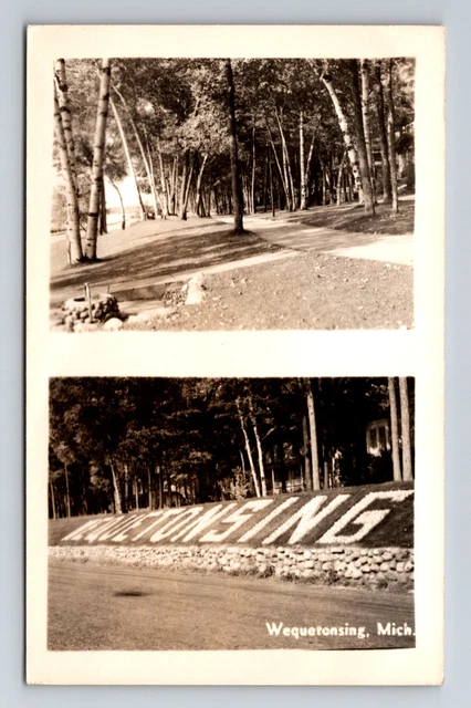 Wequetonsing MI-Michigan RPPC Scenic Park View Real Photo c1930 Vintage Postcard