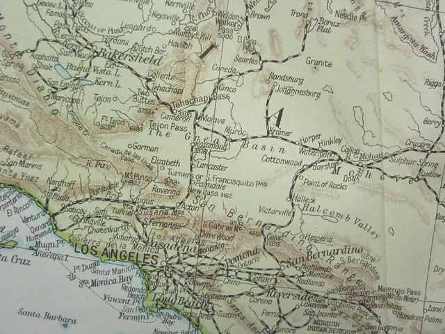 1919 Large Map ~ United States South West Arizona California Inset Alaska Hawaii