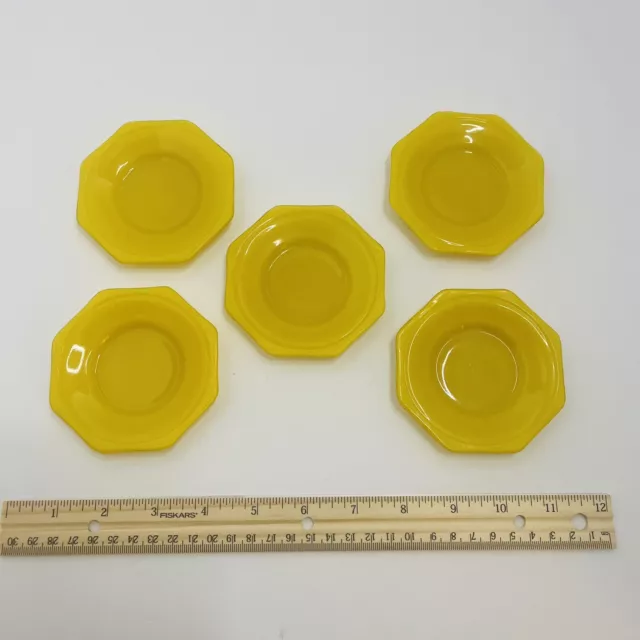 Lot Of Vintage Akro Agate Children's Tea Set Yellow Octagon Plates- Set Of 5