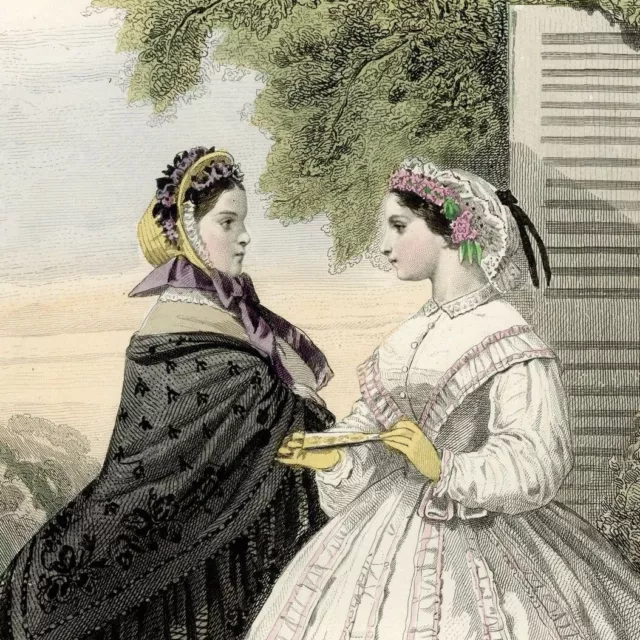 Les Modes Parisiennes Haute Couture Dress - Original 19th Century Watercolor Engraving