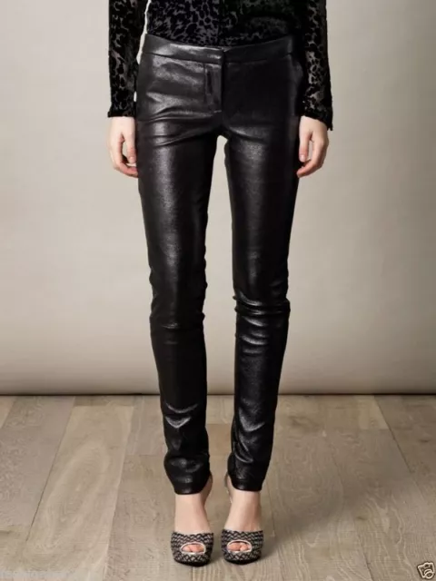 Skinny Leather pants Women Motorcycle biker Slim fit casual pants Black