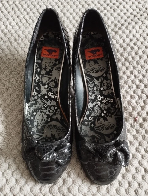 Rocket Dog Black Bow Detail Heeled Shoes - Size 7