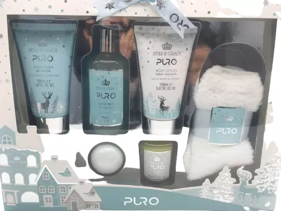 Style & Grace Puro Pamper Set Körperwäsche Lotion Blase Bad Bad Spülkerze 3