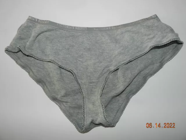 Vintage Victoria's Secret Cotton Hip Hugger Bikini Panty Gray logo band Size L