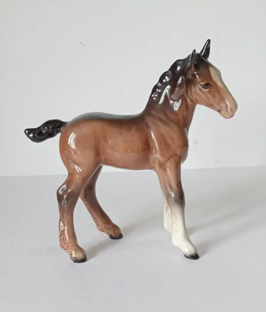 (647) Vintage Beswick Shire Foal # Large # Chestnut Brown Gloss