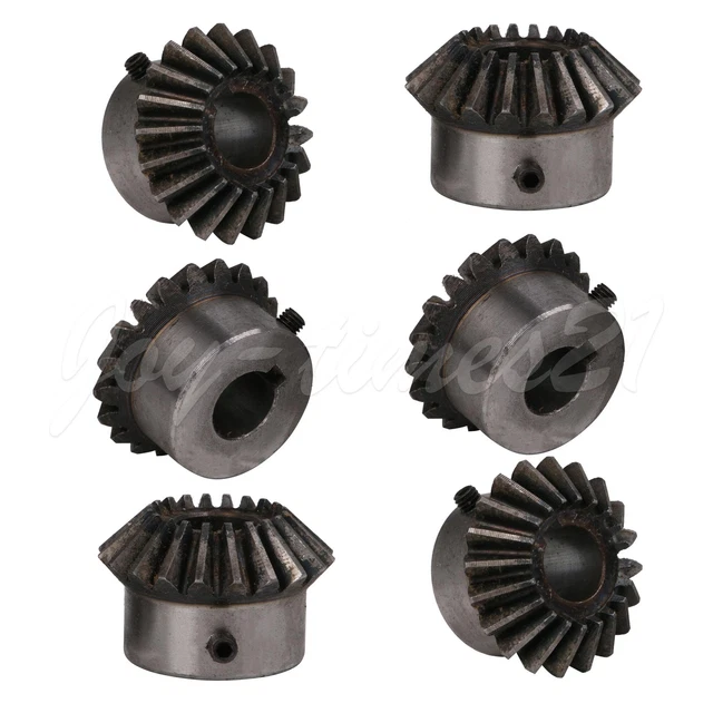 6 Pcs Metal Bevel Driver Gear Wheel 2 Modulus 20 T 0.55" Dia for Motor
