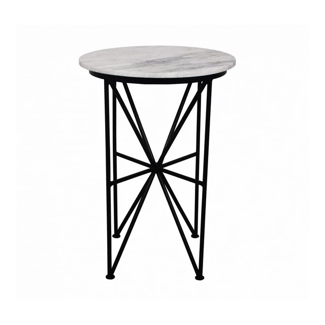 Moe's Home Contemporary Quadrant Marble Accent Table In White Finish FI-1012-02