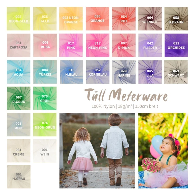 Tüll Meterware - Nylontüll, Mash Stoff - Tütü Tüllstoff flammenhemmend *ab 100cm