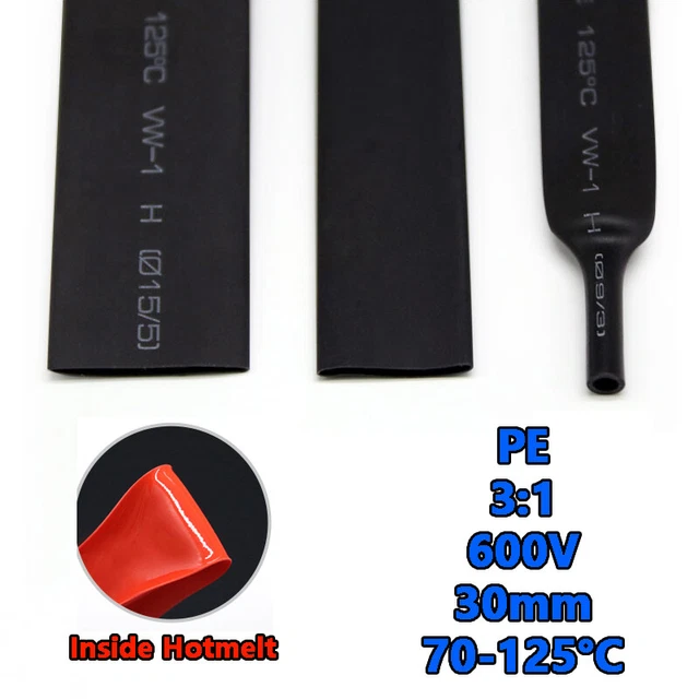 Maniche termoretraibili 3:1 PE Tubo Adesivo Foderato Calore Riducibili Diametro 30 mm