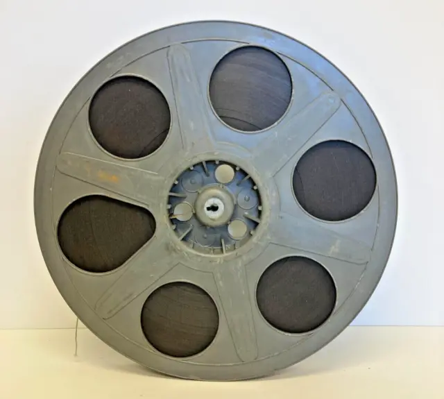 Vintage Grey Plastic Goldberg 35mm 14.5" 2,000ft Metal Film Reel With Movie Film 2