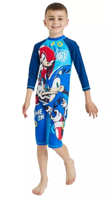 Boys Sonic Swimsuit Swimming Swim Suit All in One UPF40 Sun Safe 4-8 Yrs