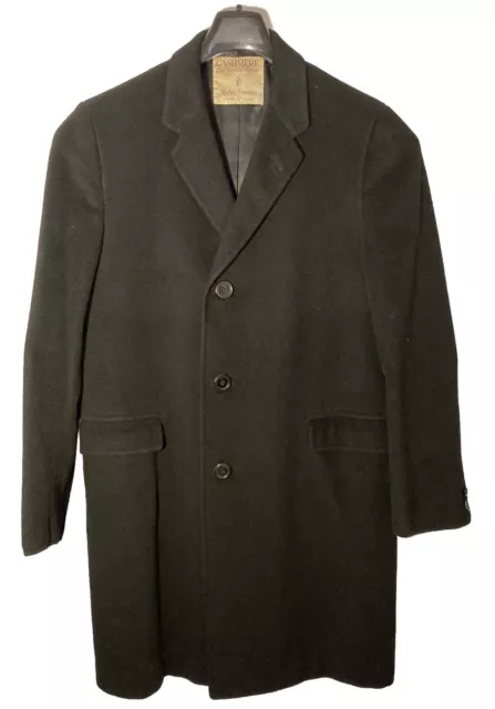 Hickey Freeman Vtg 90’s All Cashmere Overcoat-Men Size 40-Black-USA Made-Mint