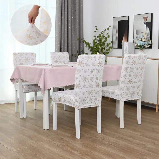 1-8Pcs Snowflake Christmas Banquet Chair Covers Dining Seat Slipcover Protector