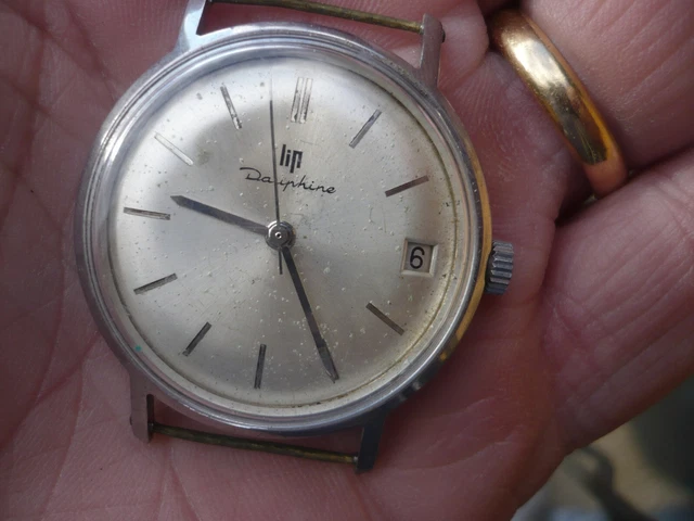 Montre d'occasion Lip Dauphine 36 Mecanique Incabloc Date Cal R 017