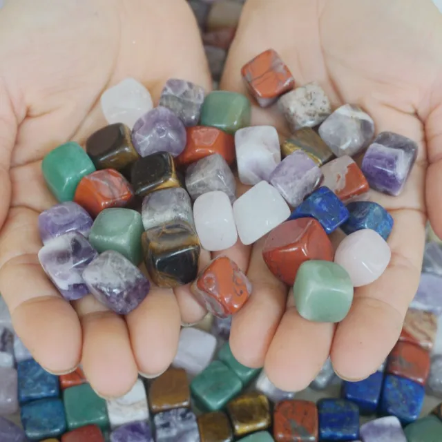 9.9LB 800Pcs Tiny Natural Quartz Crystal Jasper Square Mixed Gem Stones Healing