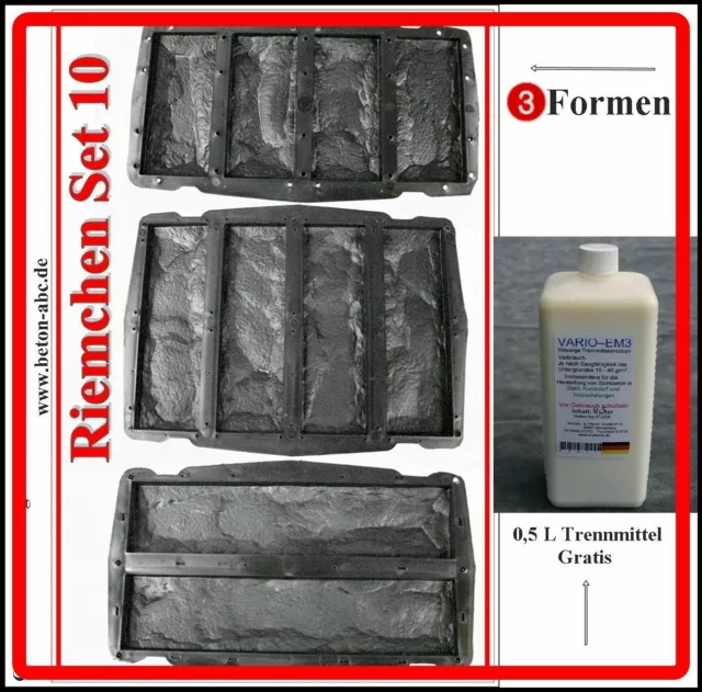 Riemchen Set +Trennmittel 500 ml (3 Gießformen mit 10 verschiedenen Strukturen) 2