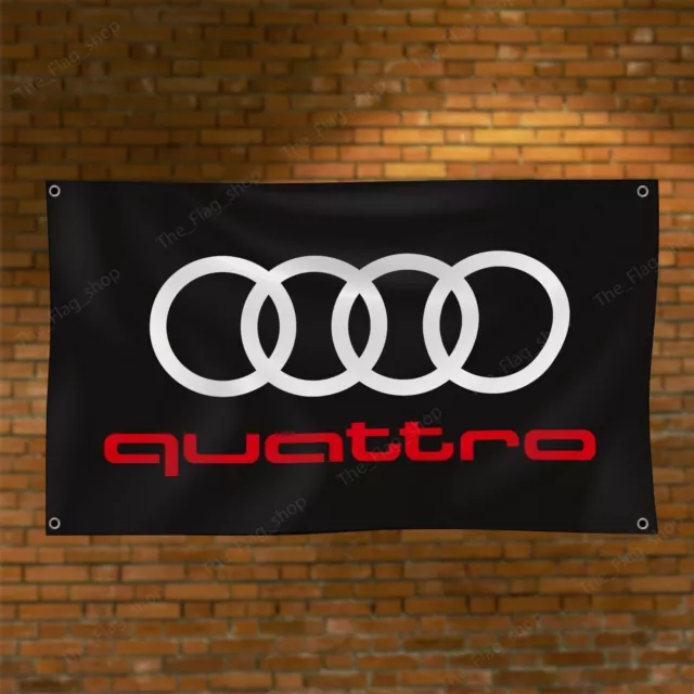 Audi quattro – drapeau de 3x5 pieds, bannière de spectacle de course...