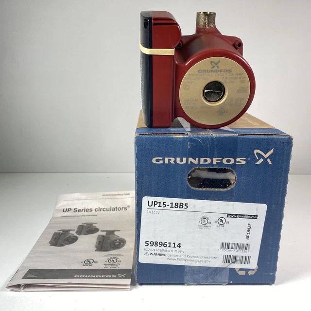 Grundfos 59896114 UP15-18B5 Bronze Circulator Pump 1/25 HP 115V New Open Box